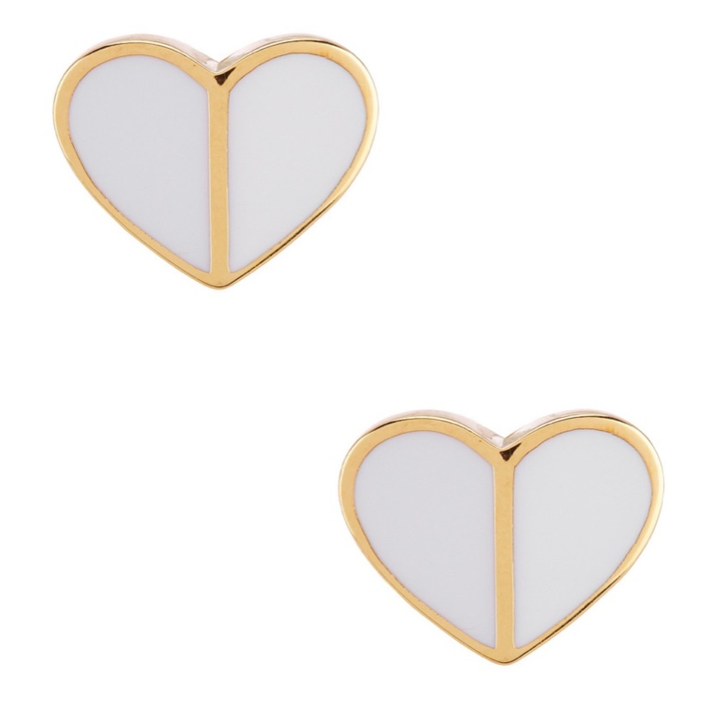 White Kate Spade Heritage Heart Earrings